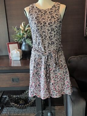 GAP Floral Tie-Waist Mini Dress - Navy & Pink